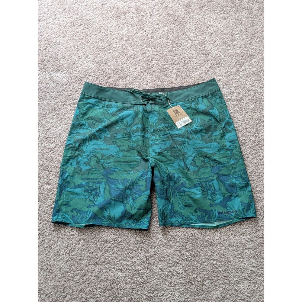 Patagonia Hydropeak Boardshorts 18" Cliffs Coves Conifer Green Mens 36 NWT
